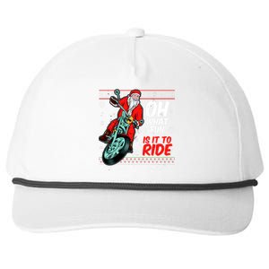 Funny Santa Oh What Fun It Is To Ride Motorcycle Snapback Five-Panel Rope Hat