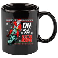 Funny Santa Oh What Fun It Is To Ride Motorcycle 11oz C Handle Ceramic Mug