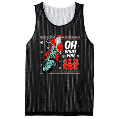 Funny Santa Oh What Fun It Is To Ride Motorcycle Mesh Reversible Basketball Jersey Tank