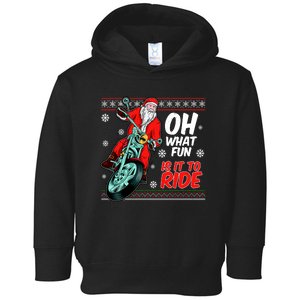 Funny Santa Oh What Fun It Is To Ride Motorcycle Toddler Hoodie