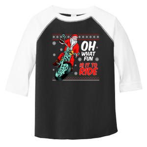 Funny Santa Oh What Fun It Is To Ride Motorcycle Toddler Fine Jersey T-Shirt