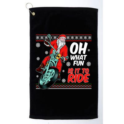 Funny Santa Oh What Fun It Is To Ride Motorcycle Golf Towel