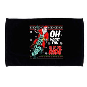 Funny Santa Oh What Fun It Is To Ride Motorcycle Microfiber Hand Towel