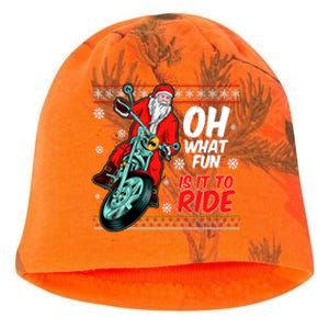 Funny Santa Oh What Fun It Is To Ride Motorcycle Kati - Camo Knit Beanie