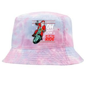 Funny Santa Oh What Fun It Is To Ride Motorcycle Tie-Dyed Bucket Hat