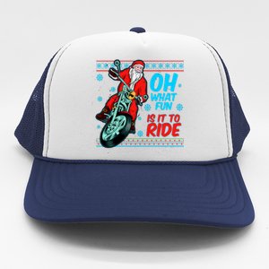 Funny Santa Oh What Fun It Is To Ride Motorcycle Trucker Hat