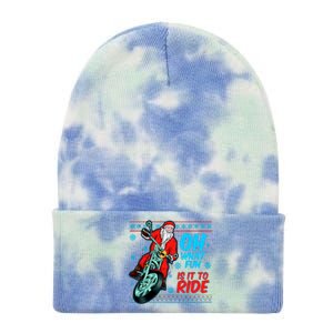 Funny Santa Oh What Fun It Is To Ride Motorcycle Tie Dye 12in Knit Beanie