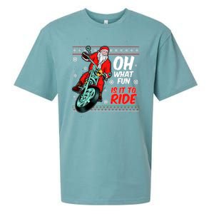 Funny Santa Oh What Fun It Is To Ride Motorcycle Sueded Cloud Jersey T-Shirt