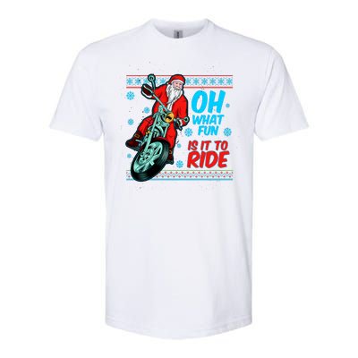 Funny Santa Oh What Fun It Is To Ride Motorcycle Softstyle® CVC T-Shirt