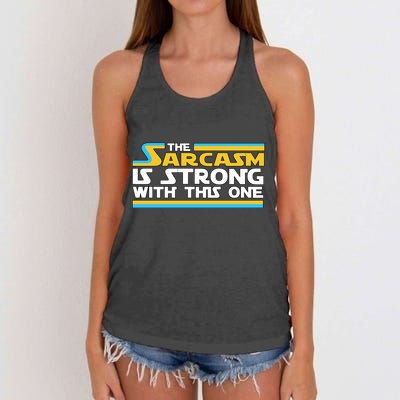 Funny Sarcasm Is Strong With This One Spoof Women's Knotted Racerback Tank