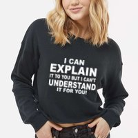 Funny Sayings I Can Explain It But I Can't Understand It For You Cropped Pullover Crew