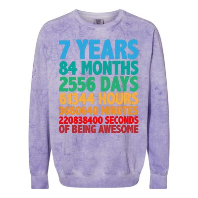 Funny Seven Years Old 7th Birthday Colorblast Crewneck Sweatshirt