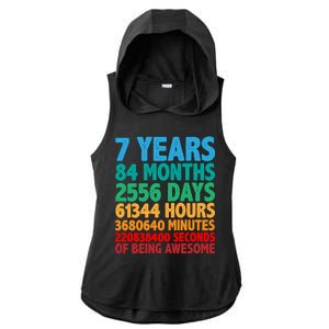 Funny Seven Years Old 7th Birthday Ladies PosiCharge Tri-Blend Wicking Draft Hoodie Tank