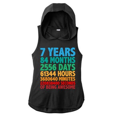 Funny Seven Years Old 7th Birthday Ladies PosiCharge Tri-Blend Wicking Draft Hoodie Tank