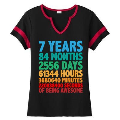 Funny Seven Years Old 7th Birthday Ladies Halftime Notch Neck Tee