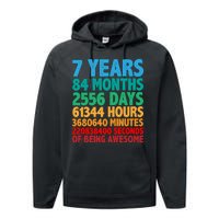 Funny Seven Years Old 7th Birthday Performance Fleece Hoodie