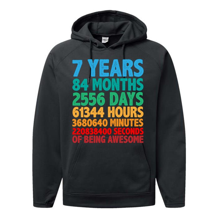 Funny Seven Years Old 7th Birthday Performance Fleece Hoodie