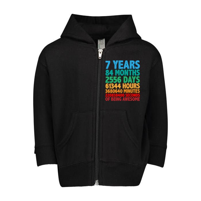 Funny Seven Years Old 7th Birthday Toddler Zip Fleece Hoodie