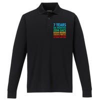 Funny Seven Years Old 7th Birthday Performance Long Sleeve Polo