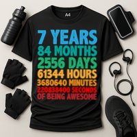 Funny Seven Years Old 7th Birthday Cooling Performance Crew T-Shirt