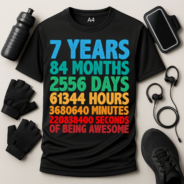 Funny Seven Years Old 7th Birthday Cooling Performance Crew T-Shirt