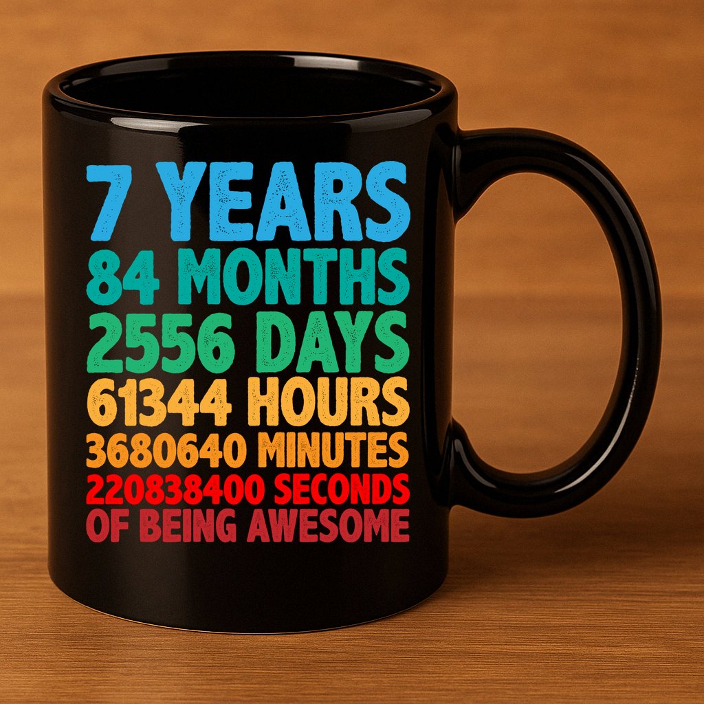 Funny Seven Years Old 7th Birthday 11oz C Handle Ceramic Mug
