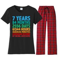 Funny Seven Years Old 7th Birthday Women's Flannel Pajama Set