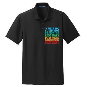 Funny Seven Years Old 7th Birthday Dry Zone Grid Polo