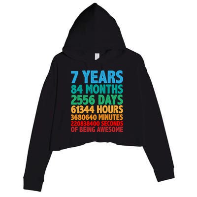 Funny Seven Years Old 7th Birthday Crop Fleece Hoodie