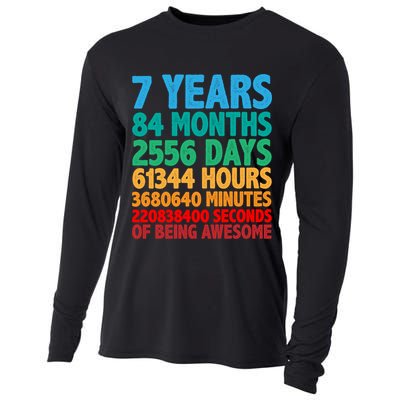 Funny Seven Years Old 7th Birthday Cooling Performance Long Sleeve Crew