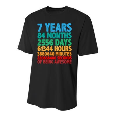 Funny Seven Years Old 7th Birthday Youth Performance Sprint T-Shirt