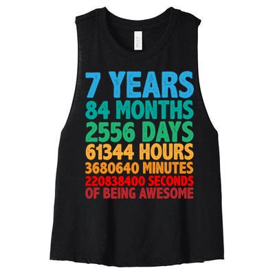 Funny Seven Years Old 7th Birthday Women's Racerback Cropped Tank