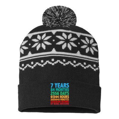 Funny Seven Years Old 7th Birthday USA-Made Snowflake Beanie