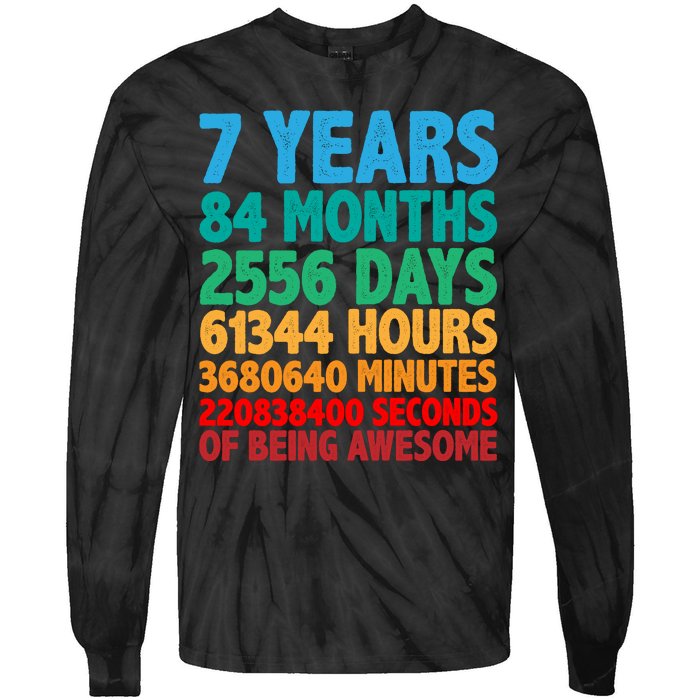 Funny Seven Years Old 7th Birthday Tie-Dye Long Sleeve Shirt