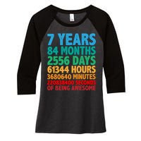 Funny Seven Years Old 7th Birthday Women's Tri-Blend 3/4-Sleeve Raglan Shirt