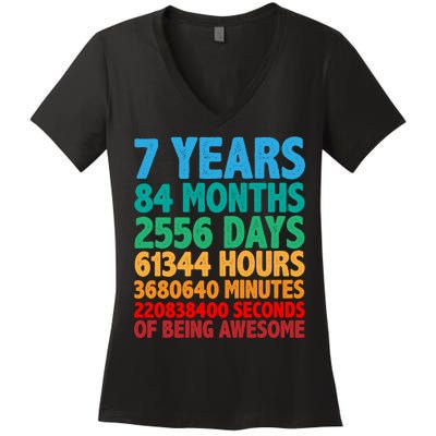 Funny Seven Years Old 7th Birthday Women's V-Neck T-Shirt