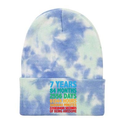 Funny Seven Years Old 7th Birthday Tie Dye 12in Knit Beanie