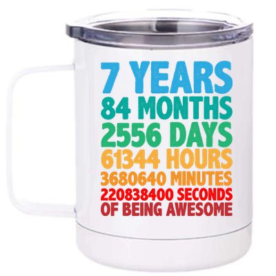 Funny Seven Years Old 7th Birthday 12 oz Stainless Steel Tumbler Cup