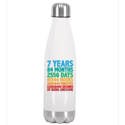 Funny Seven Years Old 7th Birthday Stainless Steel Insulated Water Bottle