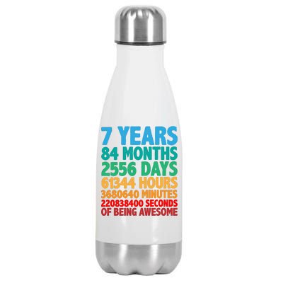 Funny Seven Years Old 7th Birthday Stainless Steel Insulated Water Bottle