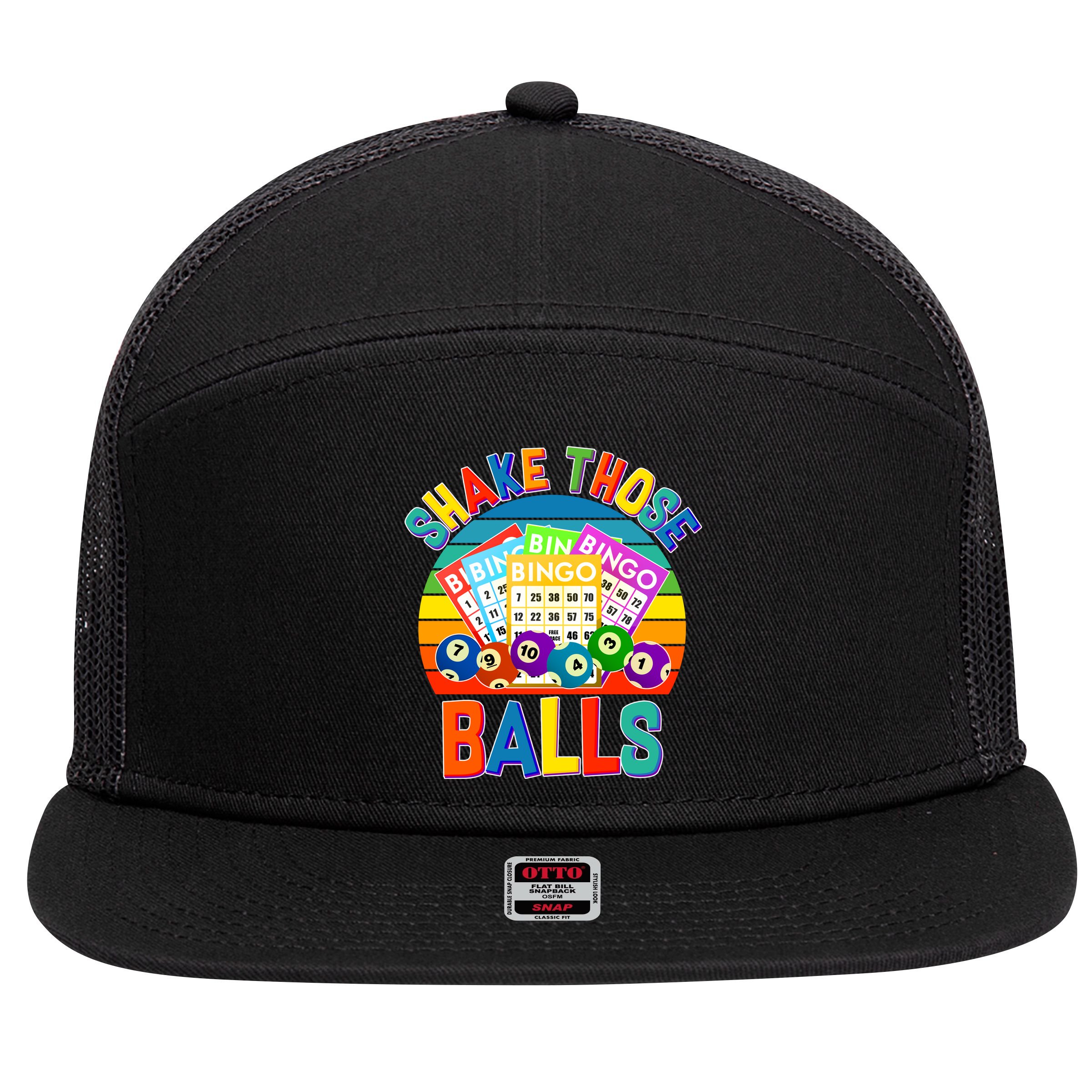 Funny Shake Those Balls Bingo 7 Panel Mesh Trucker Snapback Hat