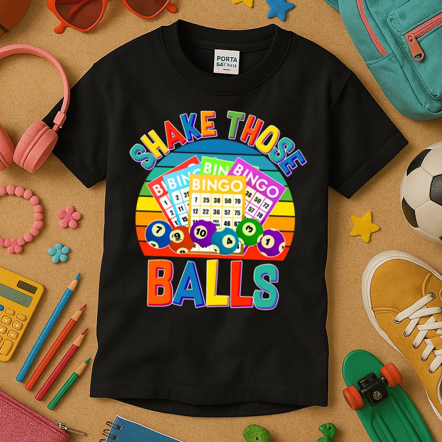 Funny Shake Those Balls Bingo Kids T-Shirt