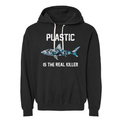 Funny Shark Plastic Is The Real Killer Garment-Dyed Fleece Hoodie