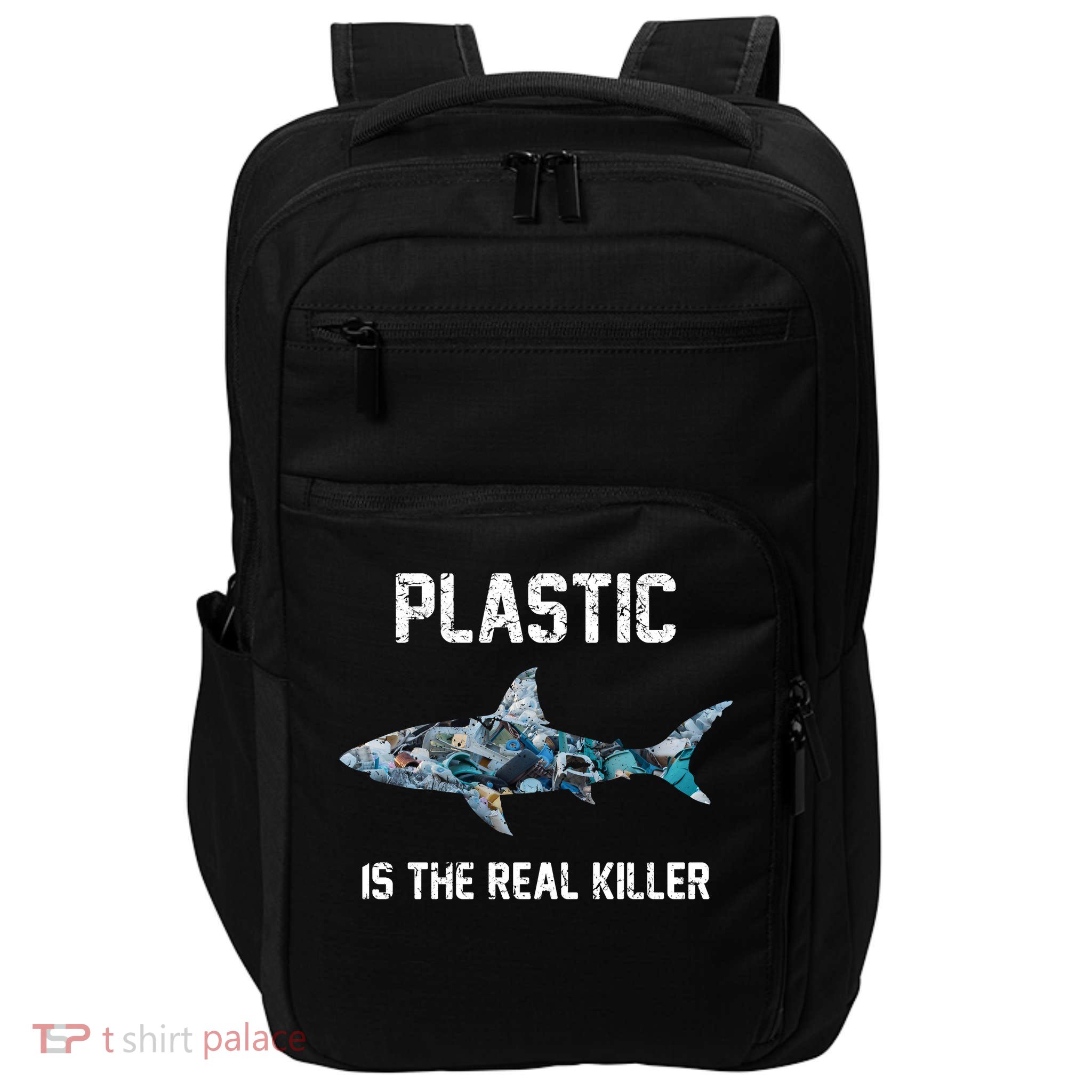 Funny Shark Plastic Is The Real Killer Impact Tech Backpack