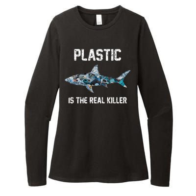 Funny Shark Plastic Is The Real Killer Womens CVC Long Sleeve Shirt