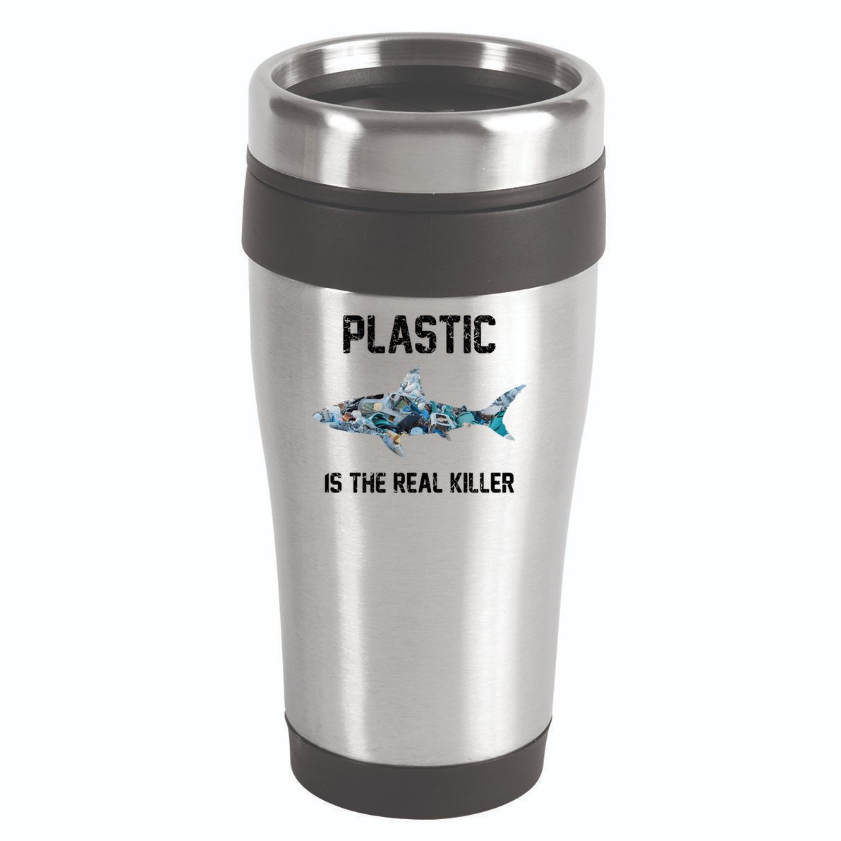 Funny Shark Plastic Is The Real Killer 16oz Travel Tumbler