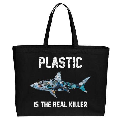 Funny Shark Plastic Is The Real Killer Cotton Canvas Jumbo Tote