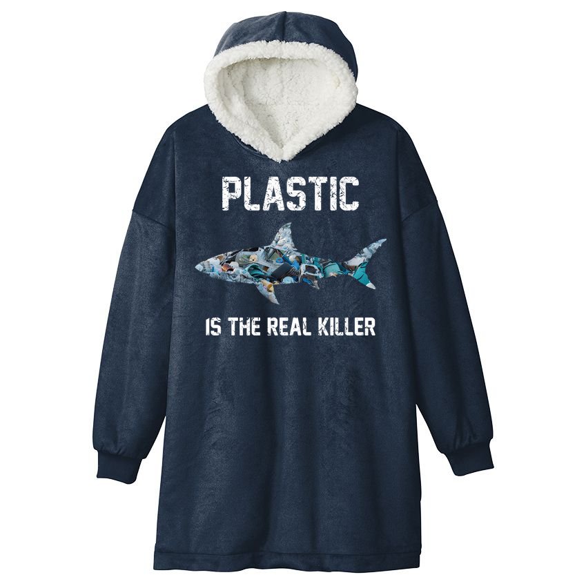 Funny Shark Plastic Is The Real Killer Hooded Wearable Blanket