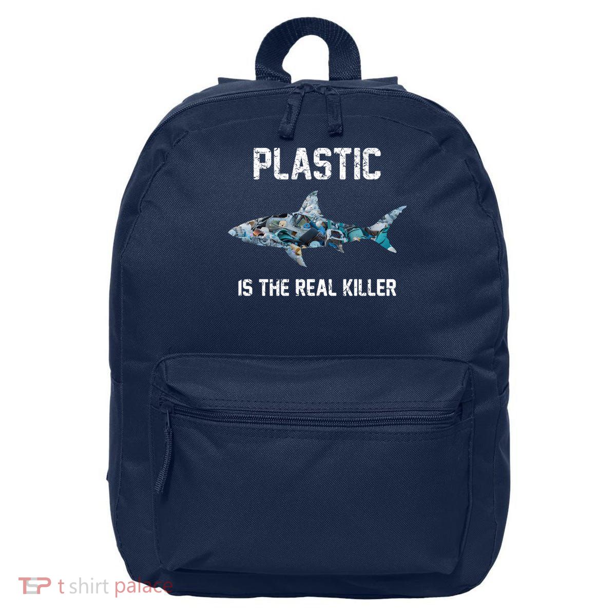 Funny Shark Plastic Is The Real Killer 16 in Basic Backpack