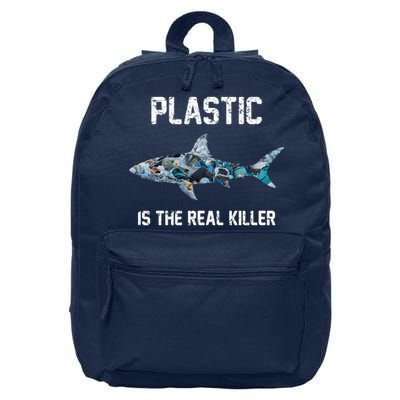 Funny Shark Plastic Is The Real Killer 16 in Basic Backpack